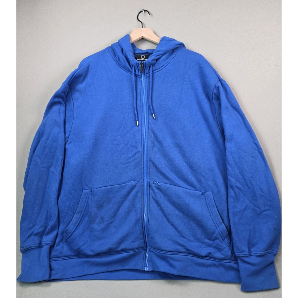 SCOTTeVEST The Cotton Hoodie Men's XXL Blue Travel Jacket Pockets Do Not Disturb